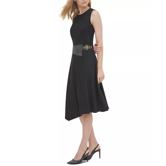 NEW Calvin Klein Sleeveless Asymmetric Fit & Flare Dress, Size 4 - Picture 4 of 16